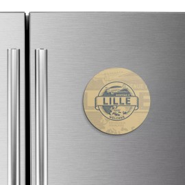 Unbranded Lille City France Retro | 4'' X 4'' Round Decorative Magnet