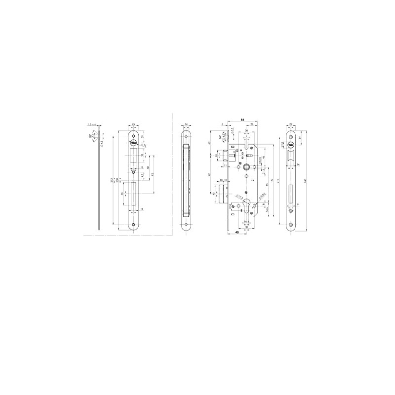 Wooden door lock with round edge front, 40 mm input,