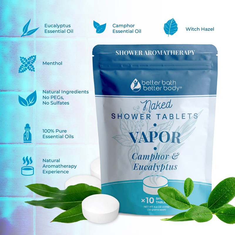 New Vapor Shower Tablets (10 Tabs) Scented with Pure Eucalyptus