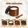 Singhoow 2 Pcs Acacia Wood Salt Cellar with Marble Lid