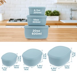 zisiueel Silicone Food Storage Containers Set of 3 Lunch Box Bento with Lids BPA Free Dishwasher Microwave Oven Freezer Safe (6.7oz, 10oz, 20oz) Green
