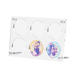 Seimeinoki 2.3 inches (58 mm) Acrylic Tin Badge Display Stand, Holds 6 Pieces, Supports Clear Display, Easy to Put In and Take Out, Dirt, Scratch-Resistant, Can Badge, Tabletop Display, Storage,