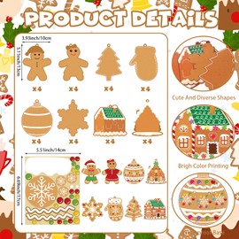 Adecortalk 32 Pcs Christmas Gingerbread Man Craft Kits for Kids Christmas Arts & Crafts DIY Christmas Ornaments Kit Christmas Arts Craft Kit for Christmas Tree Ornaments Kids Christmas Craft Projects