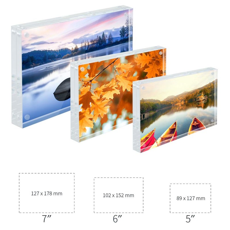 Acrylic Picture Frame,Tabletop Photo Frame Magnetic Double Sided Frame Free