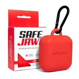 SAFEJAWZ Mouthguard Case with Carabiner Clip, Premium Durable and Flexible Silicone Design to Keep Mouth Guard Protected/Clean (One Size) (Red)