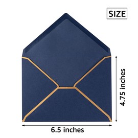50 Pack Navy Blue A6 Envelopes 4x6 Self-Adhesive V Flap Envelopes with Gold Border for Office, Wedding Gift Cards, Invitations, Graduation, Baby Shower, Parties (4.75x6.5 inches)