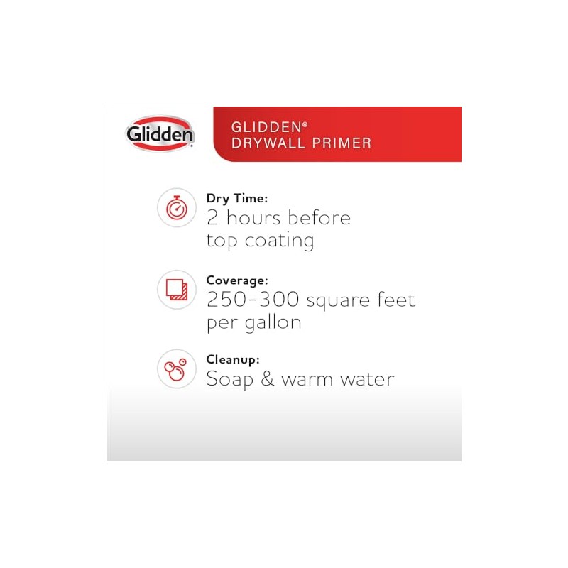 Glidden Interior Drywall Primer Flat, White, 1 Gallon