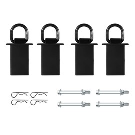 4Pack Trailer Stake Pocket D Rings Tie Downs Heavy Duty 18200lbs D-Ring Anchor 1/2 inch, Car Trailer Accessories Black，for Flatbed Trucks and Trailers