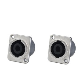 CCeCCe 2 Pack Speak Jack Twist Lock with Metal Plate Speaker Connector Female Socket Panel Chasis Mount 4 Pole Square Terminal for Neutrik Speakon Cables NL4MP NL4MPR NL4FC NL4FX NLT4X NL4 NL2FC