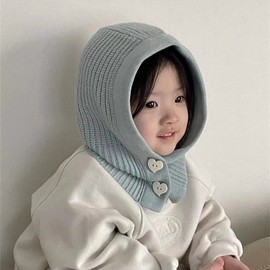 Imported Children's Balaclava - Kids' All-in-One Hat and Scarf - Fall/Winter Korean Style lf2165 Free Size/48-52cm Green 3ea
