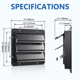 12 Inch Aluminum Automatic Shutter Louver Vent (No Fan Blades and Motor) for Home Attics, Workshops, Barn, Greenhouse