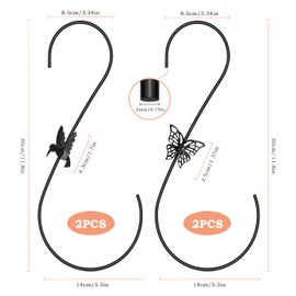 4PCS Metal Hummingbird Feeder Hook,Stainless Steel Bird Feeder Hook Hanger 12-Inch,Tree Branch Hook,Metal Hanging S Hooks,Plant Hangers Outdoor for Hang Bird Feeder,Wind Chimes,Lanterns,Hanging Plants