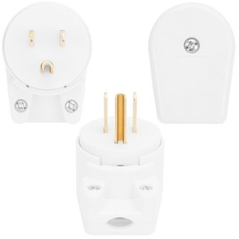 (5PACK) ETL Listed 90 Degree USA Canada Male Plug Nema 5-15P 3 Pole Angle DIY Plug, 15A 125V USA 3Pin Right Angle AC Plug, Nema 5-15P Angled Rewireable AC Plug White