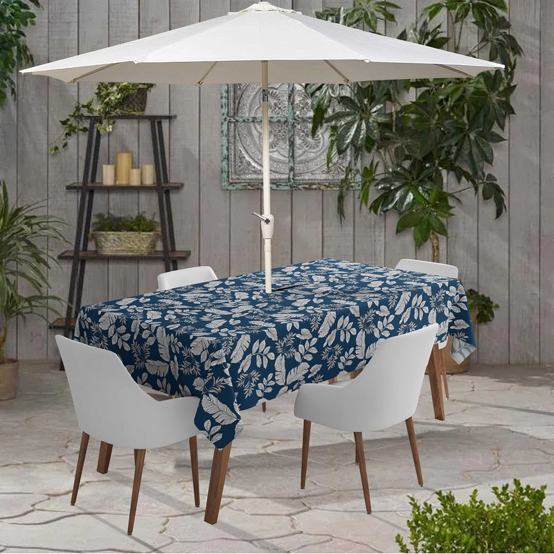 Vargottam Indoor/Outdoor Tablecloth 58x82 Inch RectangleTablecloth with Umbrella Hole and