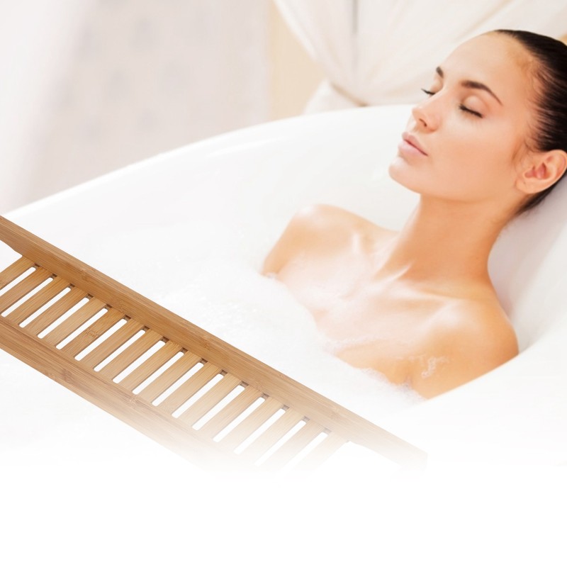 Bamboo Bathtub Tray Simple Durable Bathtub Rack Book Wine Holder