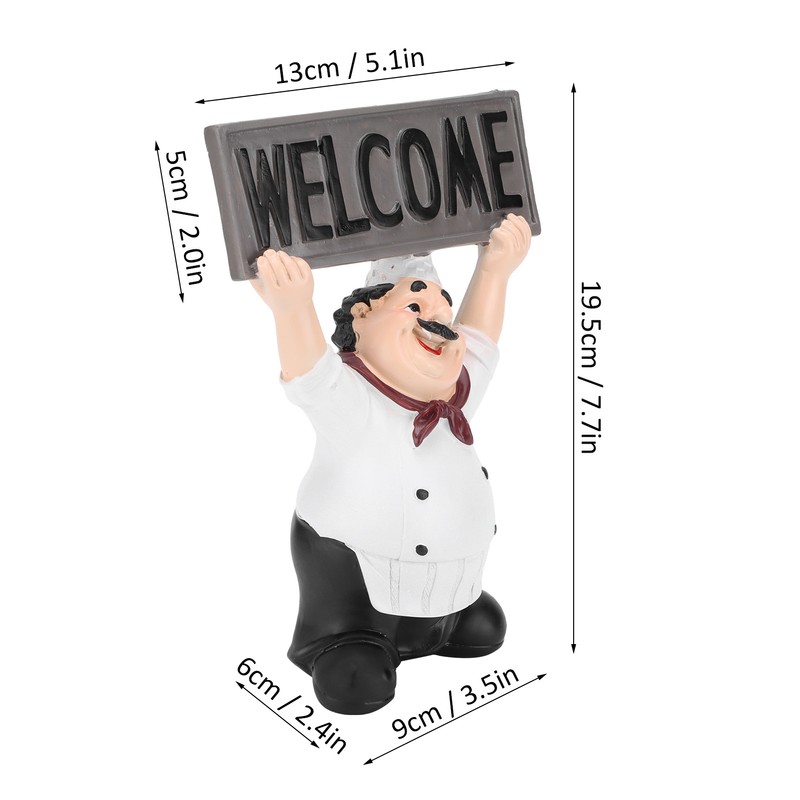Chef Sculpture Raise Your Hands Welcome Resin France Cook Ornaments