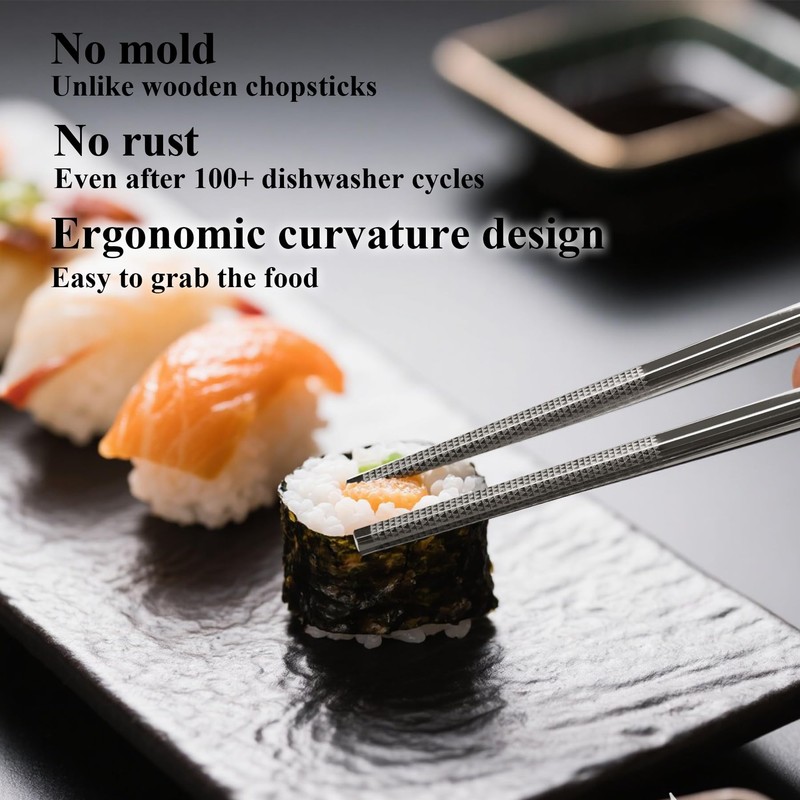 Novoshel Chopsticks Stainless Steel 316L UNS S31600 Metal Reusable Chipsticks