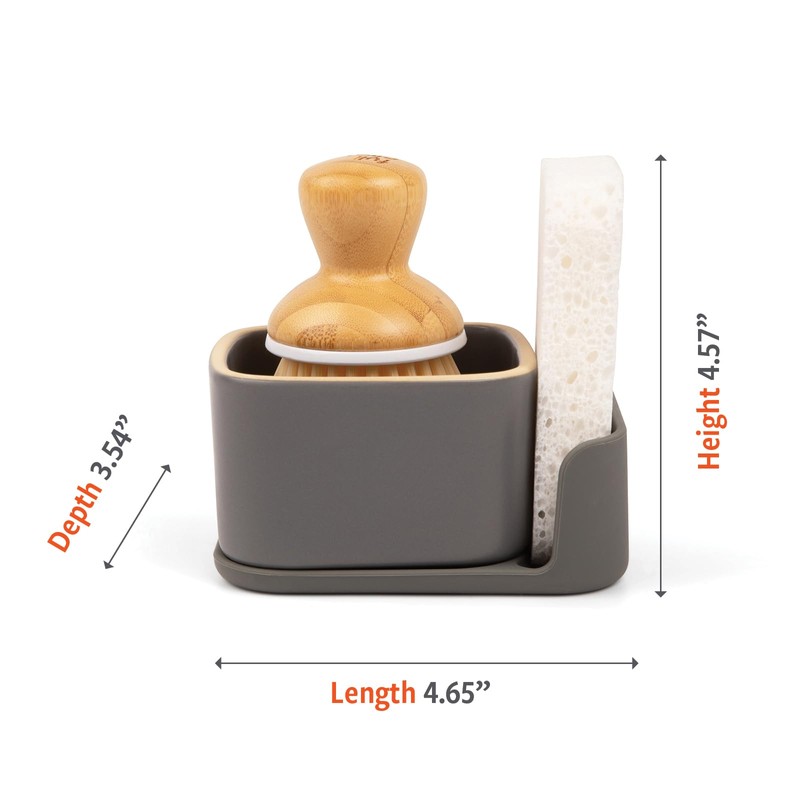 Full Circle Bubble Up Combo—Family Safe, Formaldehyde-Free-Gray Ceramic Soap Dish