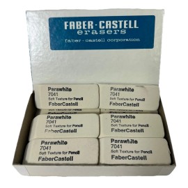 Faber-Castell NEW Box of 12 Faber Castell Parawhite 7041 Soft Texture Pencil Erasers White