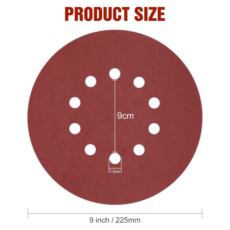 KONGMING 225mm sanding disc 25 Pcs 10 Hole Hook and