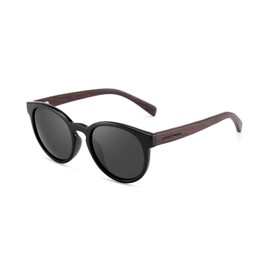 GREENTREEN Wooden Sunglasses Men Women Retro Polarised Sunglasses UV400 Protection Lenses, black