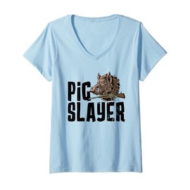 Womens Pig Slayer Wild Pig Wild Boar Pig Wild Hog Hunting V-Neck T-Shirt
