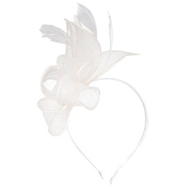 FRCOLOR Cocktail Tea Party Hat Flower Feather Headband Fascinators for Wedding White ﻿
