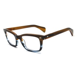 FERAVIA Brillen Strong Look Bold Rechteckige klare Linse Zweifarbiger Acetatrahmen nie von Farbe verblassen(braune Farbe)
