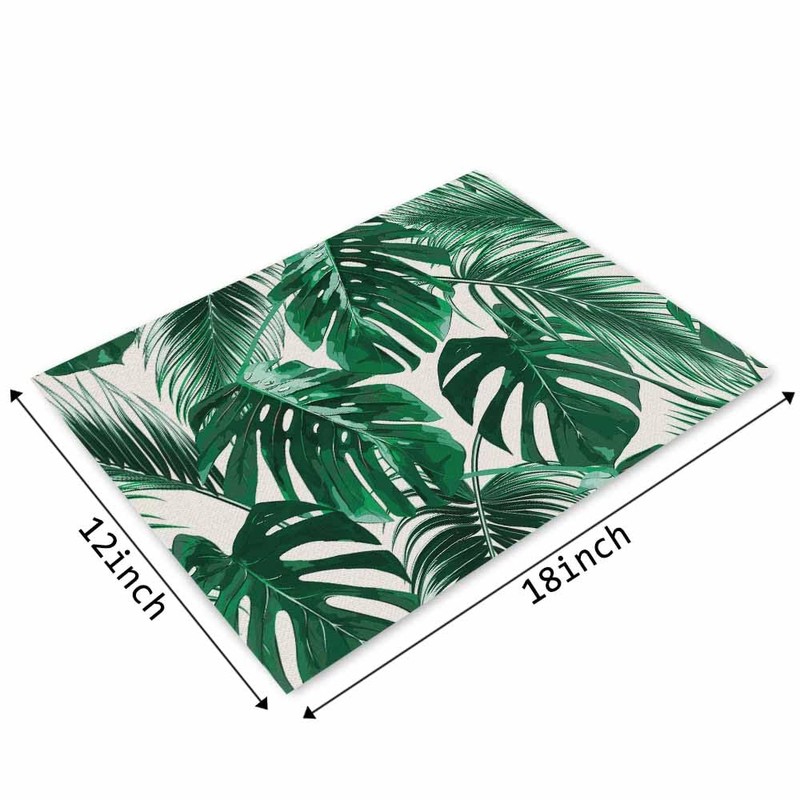 Walmsco Placemats Green Palm Leaves Decor For Dining Room Kitchen