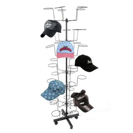 Cbhfmljd Floor Stand 7 Tier 35 Hats Rotating Hat Display Rack Cowboy Baseball Hat Stand Hang Organizer Retail Hat Rack Rotating Spinner Stand Fit Shop Standing Hat Rack Baseball Cap Display (Black)