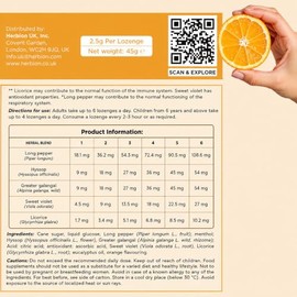 Herbion Naturals Respiratory Care Lozenges, Sugar-Free Herbal Blend for Throat Comfort & Respiratory Wellness, 18 Lozenges, Pack of 6, No Added Colours (Orange)
