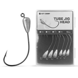 OJYDOIIIY Fishing Tube Jig Heads - 15 Pack Assorted Kit - 3/0 & 4/0 Hooks - Weedless Presentation - Bass Target Species