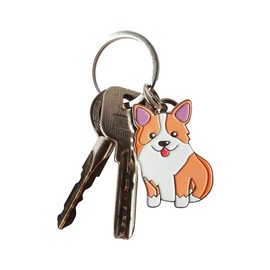 feb.7 Keychain,Welsh Corgi Dog Keychain - Corgi Keyring- Corgi Bag Charm - Dog Tag - Gifts for Dog Lover (Silver), Silver, Not Appliable