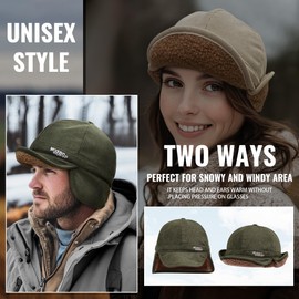 CLAPE Trapper Warm Russian Trooper Hat Winter Skiing Cap Hunting Ushanka Dad Hats Sports Earflap Fur Hat Unisex, Beige