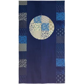 Sunnyday Fabric Doorway Curtain (W33.5'xH59') Akari Tapestry Noren Room Divider (Dark Navy)