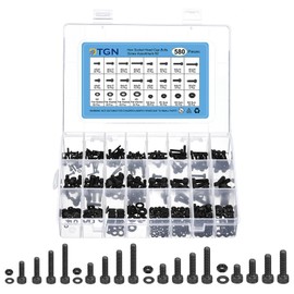 DTGN 580-Piece M2/M3/M4/M5 (D) Hex Socket Screws and Nuts Assortment - Suitable for Mechanical Devices - 304 Stainless Steel Screw Set with Washers