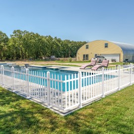 Patio Outdoor Fence 30" Hx84 L-1Set Picket Fence Panels White Garden Vinyl Temporary Fences for Yard Pool, Plastic Dog Fencing Decorative, Suitable for Concrete Ground (20 Straight Pickets)