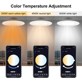Recessed Lighting Smart Ceiling Light Downlight 9W 800LM Color Changing LED Downlight RGB & Daylight Dimmable by Bluetooth Control,16 Million Colors,DIY Scenes,Timer,Music Sync ETL&FCC (2, 12W/4IN)