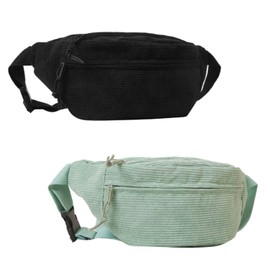 Pack of 2 Belt Bags, Fashion Women Belt Bag, Corduroy Waist Bag, Small Women Belt Bag, Women's Rope Shoulder Bag, Green, Modern