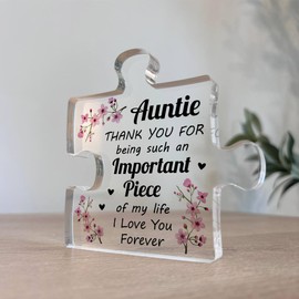 Red Ocean Auntie Gifts Acrylic Puzzle Piece Best Auntie Gifts from Nephew Gifts for Auntie from Niece Auntie Birthday Gifts Auntie Gifts Christmas Thank You Presents for Auntie