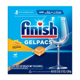 Finish Gelpacs Dishwasher Detergent, Orange Scent, 84 Count