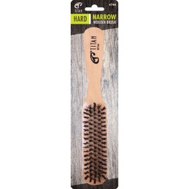 TITAN Hard Wooden Brush for Men and Women – Soft Bristles for Fine to Medium Hair – Use for Detangling, Smoothing, Wave Styles, Soft on Scalp, Restore Shine and Texture HARD NARROW BRUSH