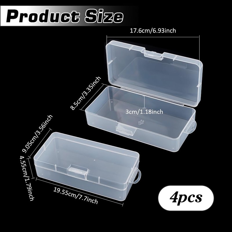 BENECREAT 4 Packs Rectangle Plastic Container Box, 19.5x17.9x9cm Clear Storage