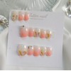Peach Ice Stone Handmade Nail Tips - Long Oval /