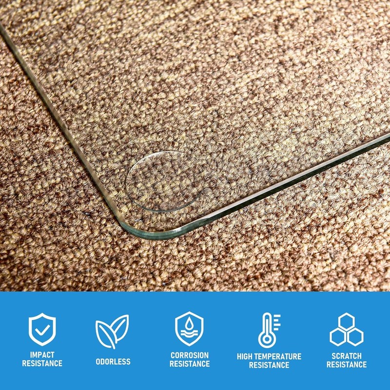 GLSLAND 36" x 46" Tempered Glass Chair Mat Heavy-Duty Floor