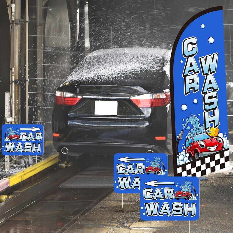 Car Wash Feather Flagpole Kit Include 7 ft Banner Flag