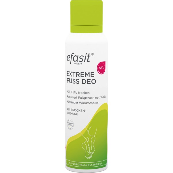 efasit Extreme Foot Deodorant, 150 ml - 48h Dry Effect, Antiperspirant for the Feet, Keeps Feet Dry and Reduces Foot Odour