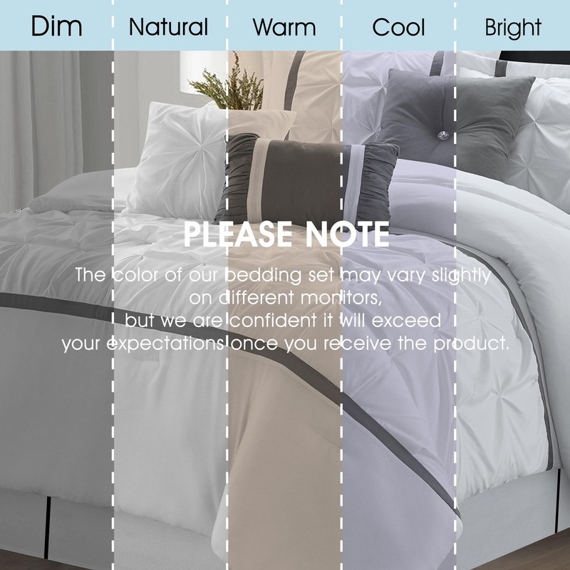LANCO MODERN LIFESTYLE White Grey Comforter Set, Queen, 7 Piece