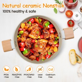 Ceramic Nonstick Stock Pot, 4.5QT Stew Pot with Lid, Large Cooking Pot with Stay-cool Handle, White Saucepot, Induction Compatible, White