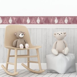 Tempaper Kids Pink and Metallic Silver Princess | Designer Removable Peel and Stick Borders and Stripes